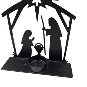 Metal Nativity Scene & Candle Holder Decoration Christmas Metal Holiday Jesus